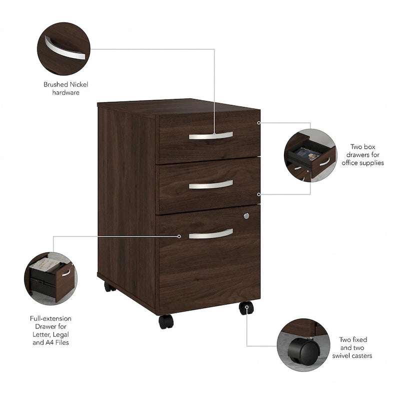 Hybrid 3 Drawer Mobile File Cabinet