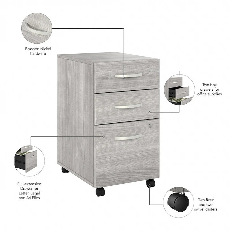 Hybrid 3 Drawer Mobile File Cabinet