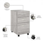 Hybrid 3 Drawer Mobile File Cabinet