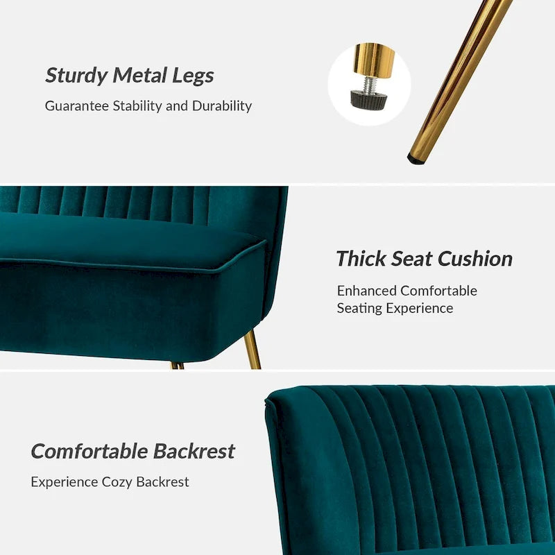 3 Piece High-Quality Velvet Fabric Living Room Set with Sturdy Legs