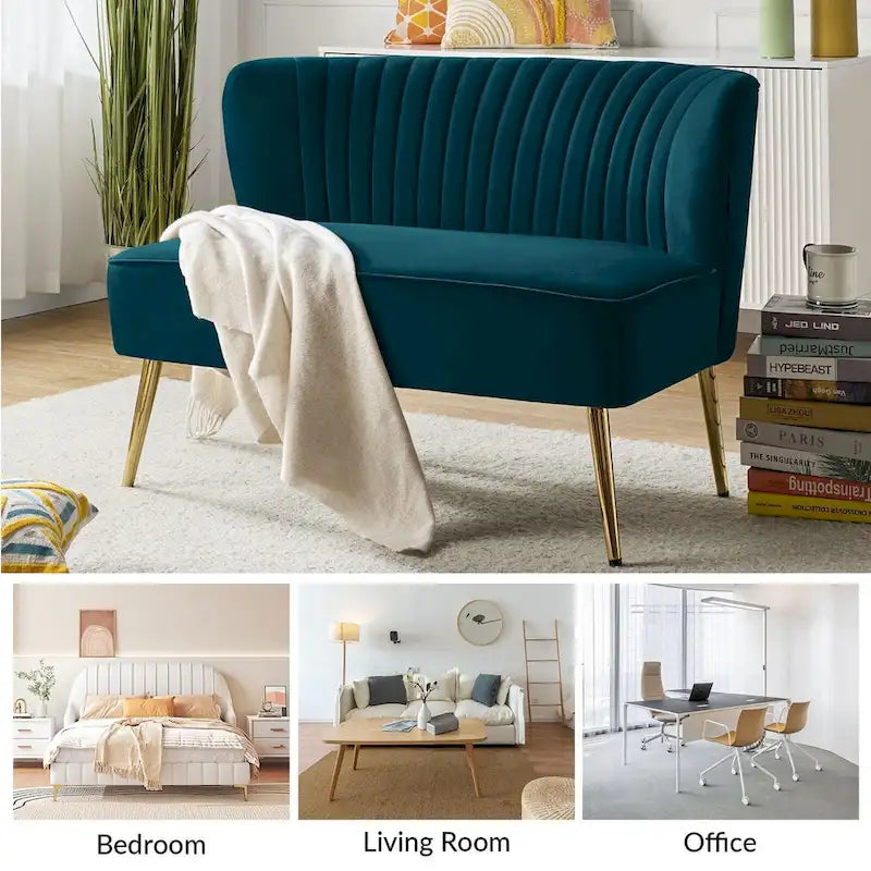 3 Piece High-Quality Velvet Fabric Living Room Set with Sturdy Legs