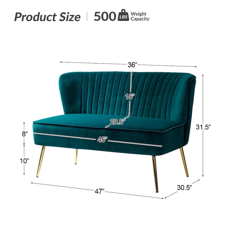 3 Piece High-Quality Velvet Fabric Living Room Set with Sturdy Legs