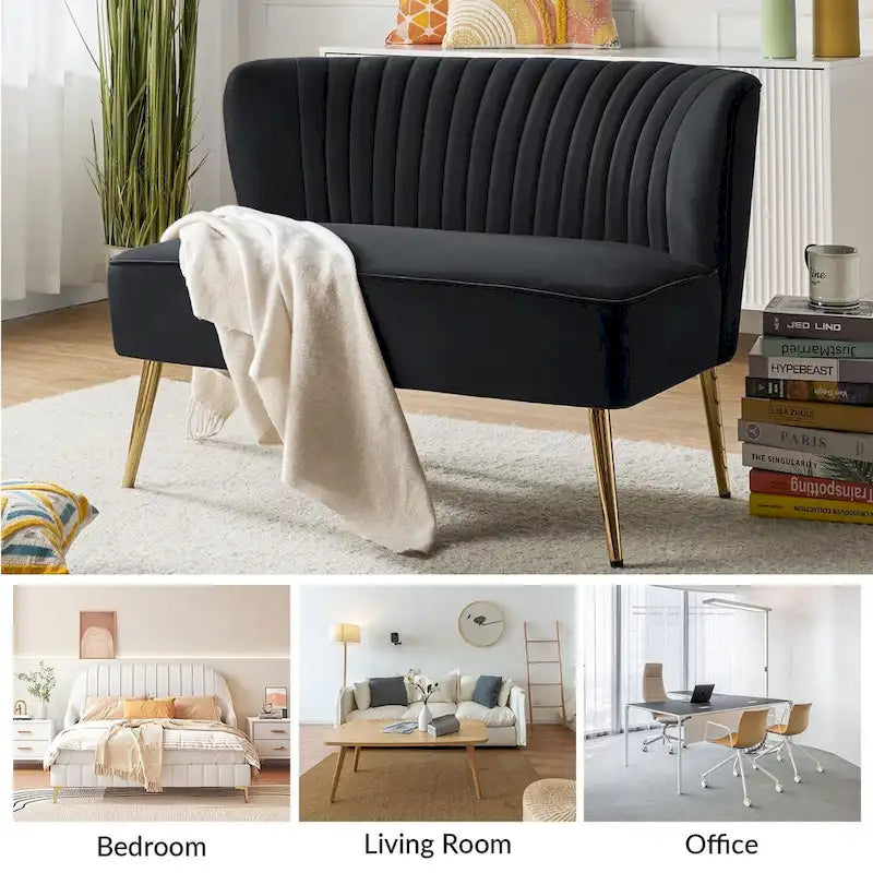3 Piece High-Quality Velvet Fabric Living Room Set with Sturdy Legs