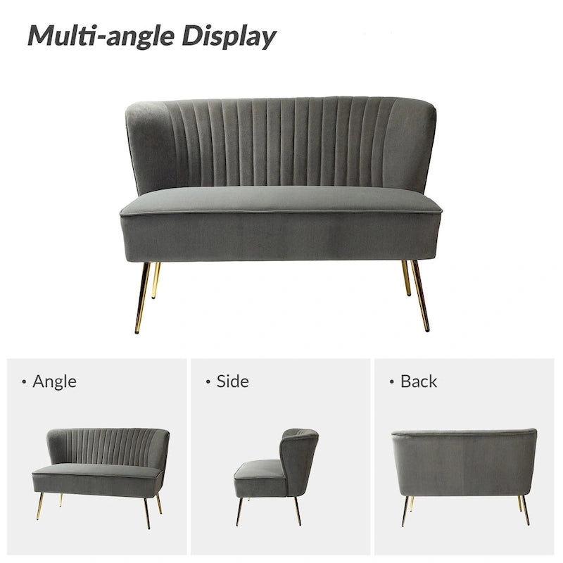 3 Piece High-Quality Velvet Fabric Living Room Set with Sturdy Legs