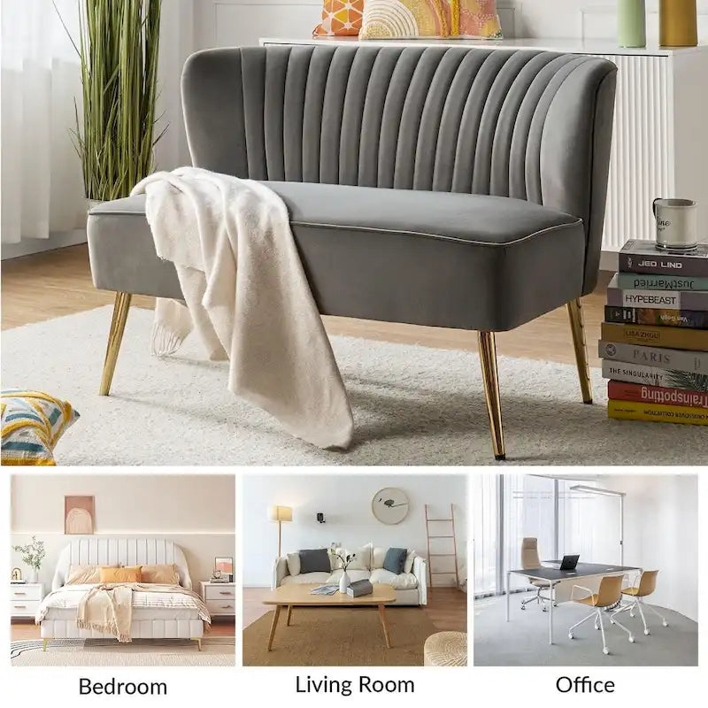 3 Piece High-Quality Velvet Fabric Living Room Set with Sturdy Legs