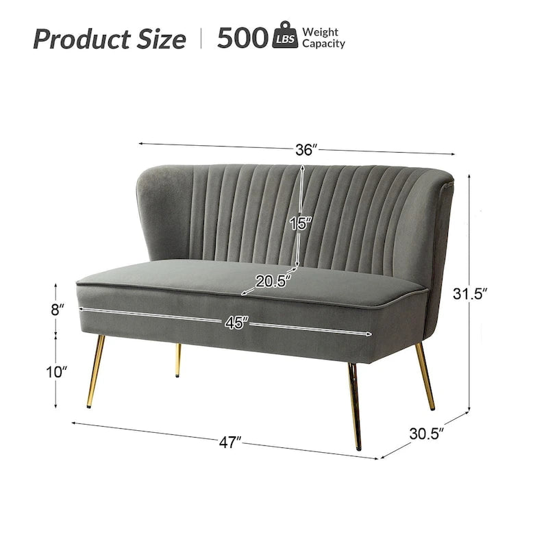 3 Piece High-Quality Velvet Fabric Living Room Set with Sturdy Legs