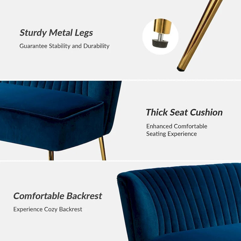 3 Piece High-Quality Velvet Fabric Living Room Set with Sturdy Legs