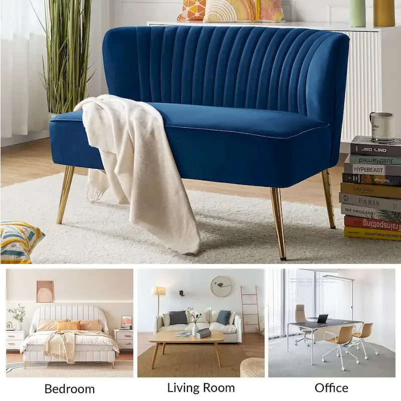 3 Piece High-Quality Velvet Fabric Living Room Set with Sturdy Legs