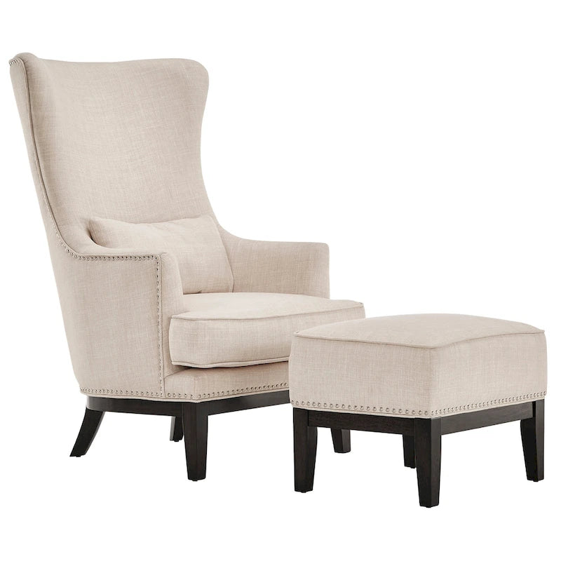 Highback Wing Lounge Chair with Footstool