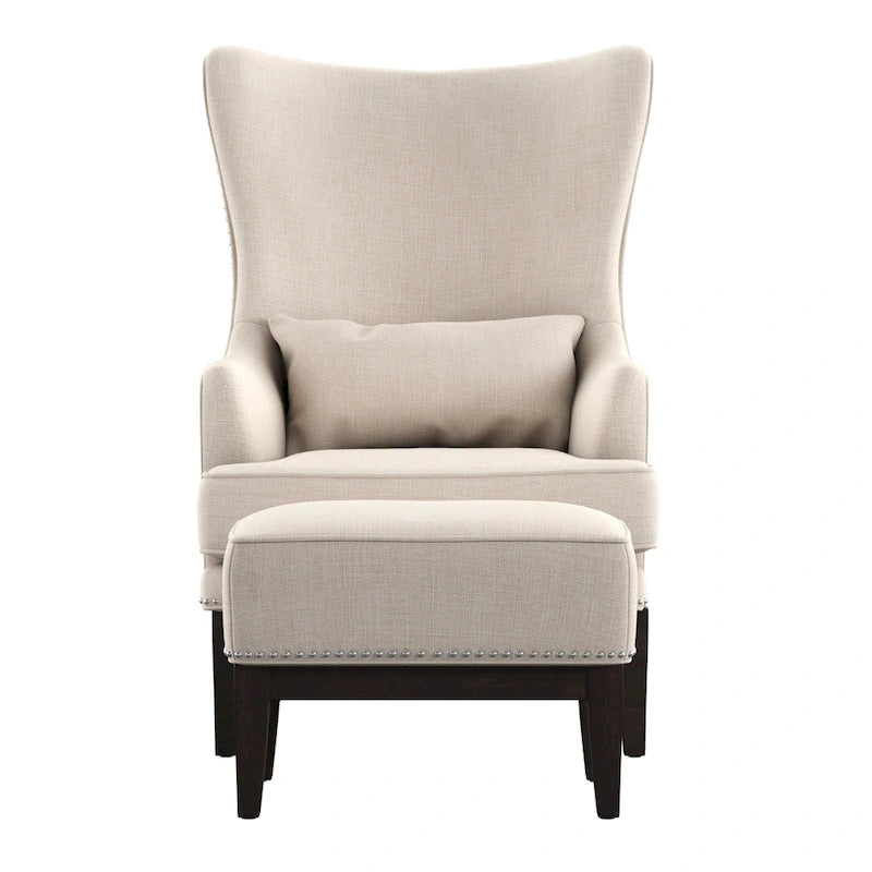 Highback Wing Lounge Chair with Footstool