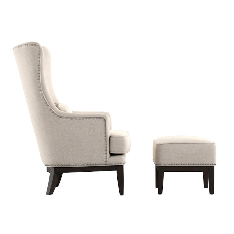 Highback Wing Lounge Chair with Footstool