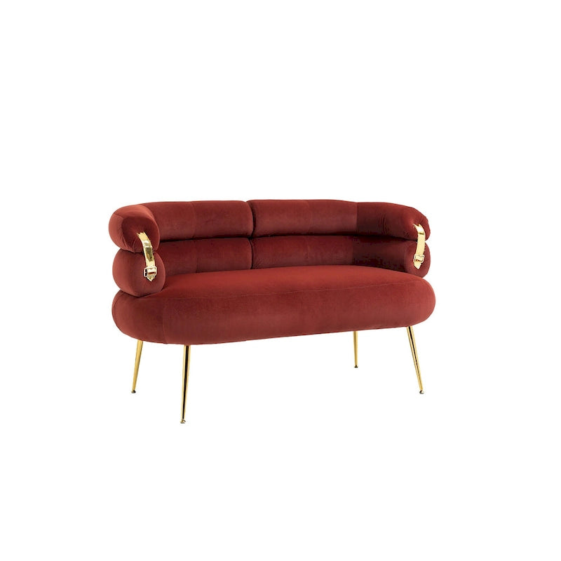Velvet Upholstered Tubulous Accent Long Chair With Golden feet
