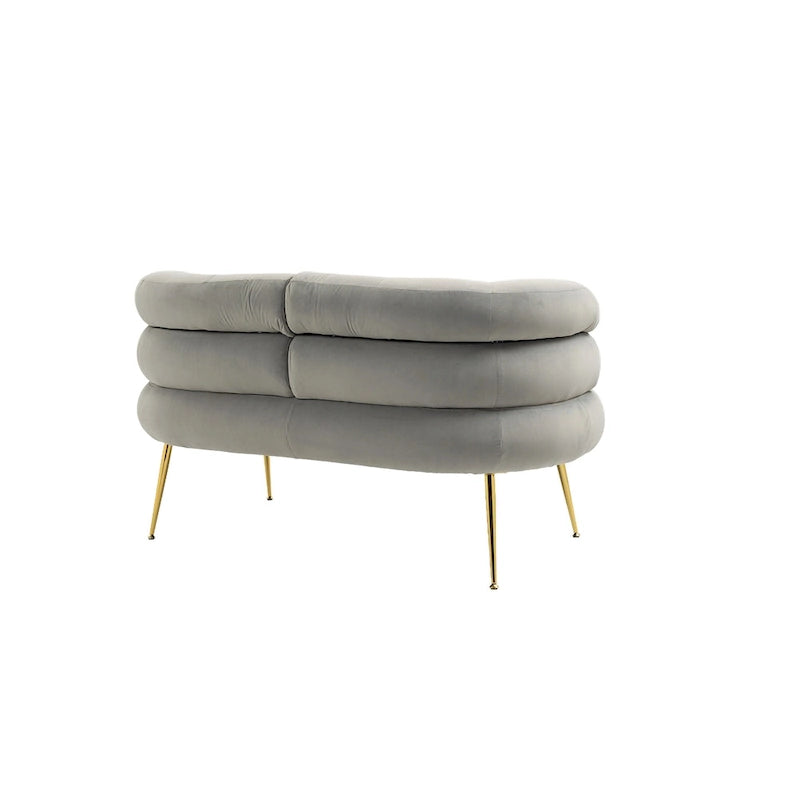 Velvet Upholstered Tubulous Accent Long Chair With Golden feet