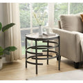 Modern Round End Table with Sintered Stone Top, Chrome/ Silver End Table for Living Room 20.67 W x 20.67 D x 21.65 H