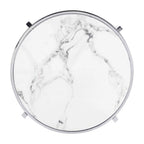 Modern Round End Table with Sintered Stone Top, Chrome/ Silver End Table for Living Room 20.67 W x 20.67 D x 21.65 H