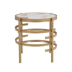 Modern Round End Table with Sintered Stone Top, Chrome/ Silver End Table for Living Room 20.67 W x 20.67 D x 21.65 H