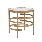 Modern Round End Table with Sintered Stone Top, Chrome/ Silver End Table for Living Room 20.67 W x 20.67 D x 21.65 H
