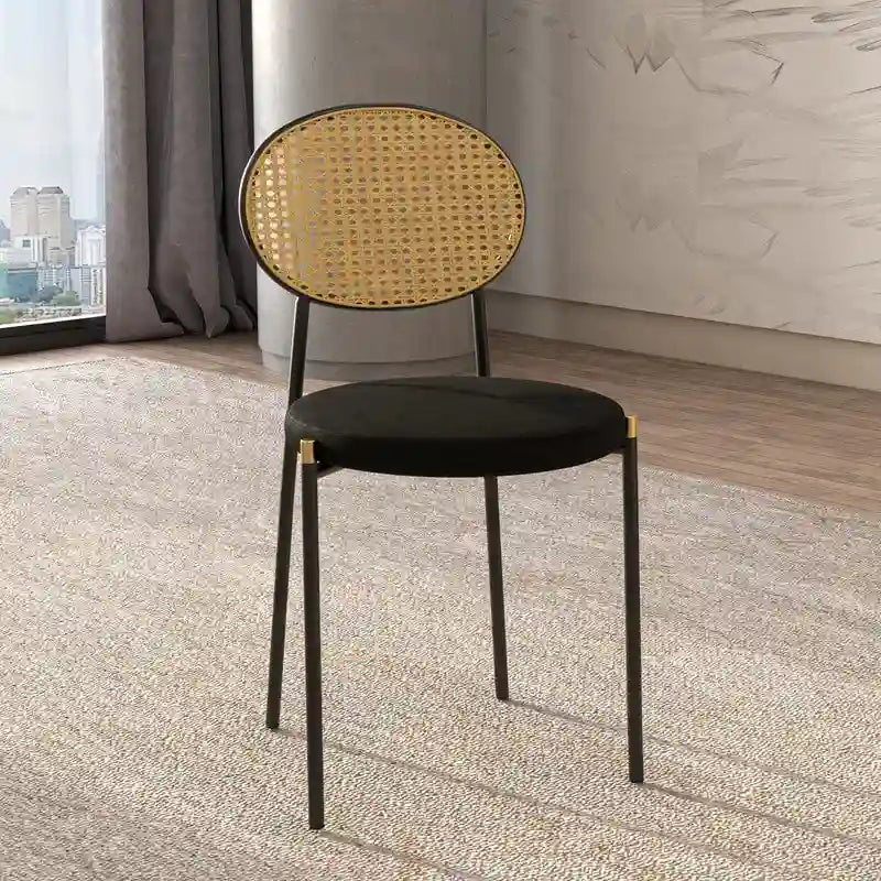Euston Modern Dining Chair w Upholstered Velvet Seat - Wicker Back Accent Chair for Home Office Living Room & Kitchen
