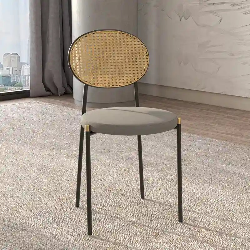 Euston Modern Dining Chair w Upholstered Velvet Seat - Wicker Back Accent Chair for Home Office Living Room & Kitchen