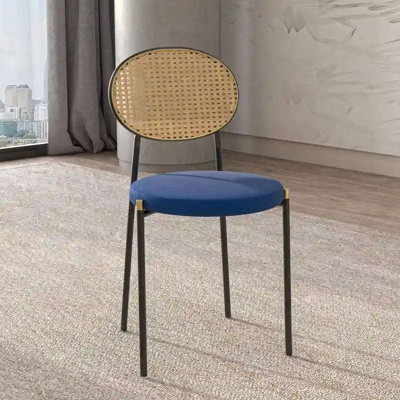 Euston Modern Dining Chair w Upholstered Velvet Seat - Wicker Back Accent Chair for Home Office Living Room & Kitchen