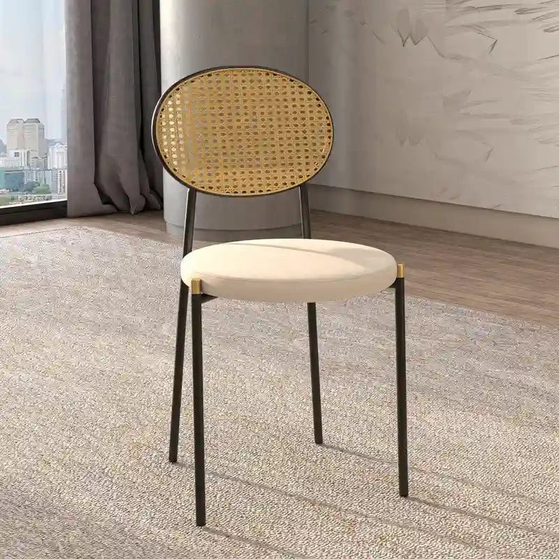 Euston Modern Dining Chair w Upholstered Velvet Seat - Wicker Back Accent Chair for Home Office Living Room & Kitchen