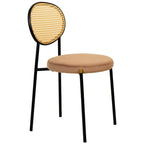 Euston Modern Dining Chair w Upholstered Velvet Seat - Wicker Back Accent Chair for Home Office Living Room & Kitchen