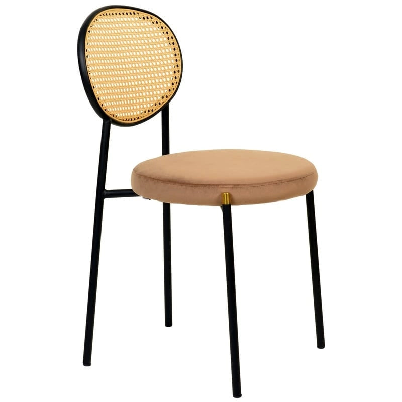 Euston Modern Dining Chair w Upholstered Velvet Seat - Wicker Back Accent Chair for Home Office Living Room & Kitchen