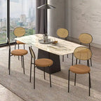 Euston Modern Dining Chair w Upholstered Velvet Seat - Wicker Back Accent Chair for Home Office Living Room & Kitchen