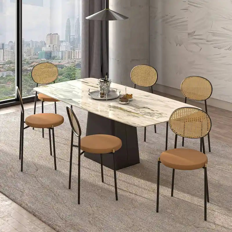Euston Modern Dining Chair w Upholstered Velvet Seat - Wicker Back Accent Chair for Home Office Living Room & Kitchen