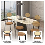 Euston Modern Dining Chair w Upholstered Velvet Seat - Wicker Back Accent Chair for Home Office Living Room & Kitchen