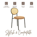 Euston Modern Dining Chair w Upholstered Velvet Seat - Wicker Back Accent Chair for Home Office Living Room & Kitchen