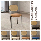 Euston Modern Dining Chair w Upholstered Velvet Seat - Wicker Back Accent Chair for Home Office Living Room & Kitchen