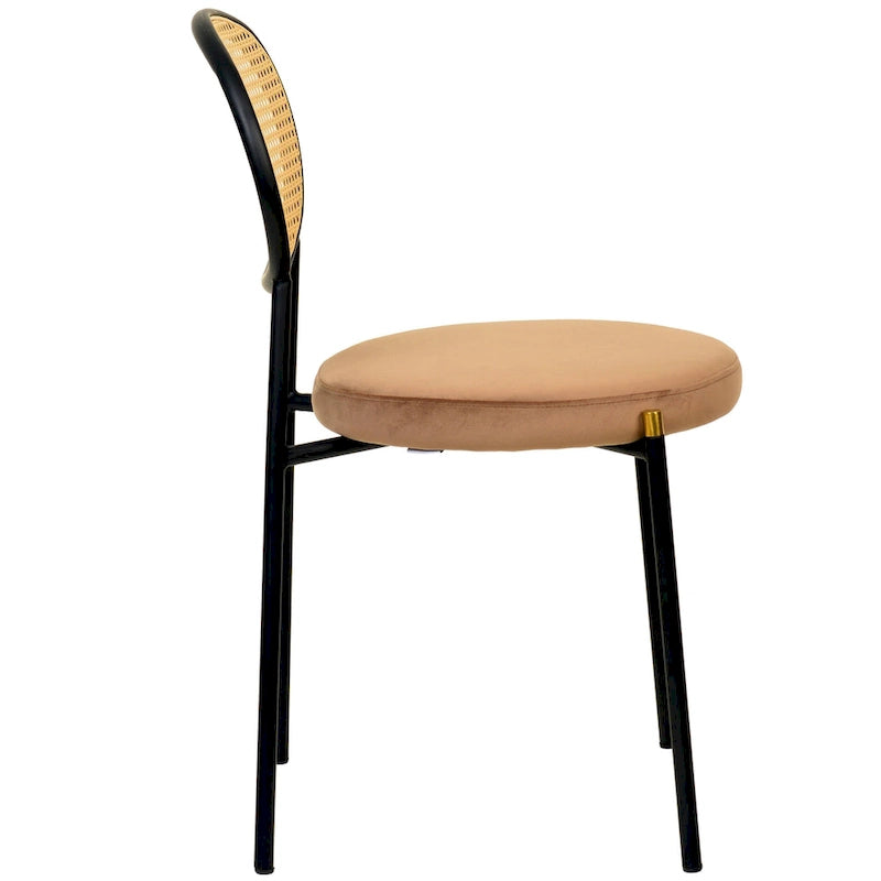 Euston Modern Dining Chair w Upholstered Velvet Seat - Wicker Back Accent Chair for Home Office Living Room & Kitchen