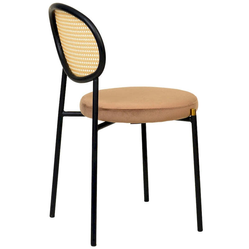 Euston Modern Dining Chair w Upholstered Velvet Seat - Wicker Back Accent Chair for Home Office Living Room & Kitchen