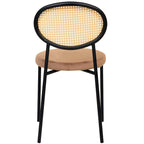 Euston Modern Dining Chair w Upholstered Velvet Seat - Wicker Back Accent Chair for Home Office Living Room & Kitchen
