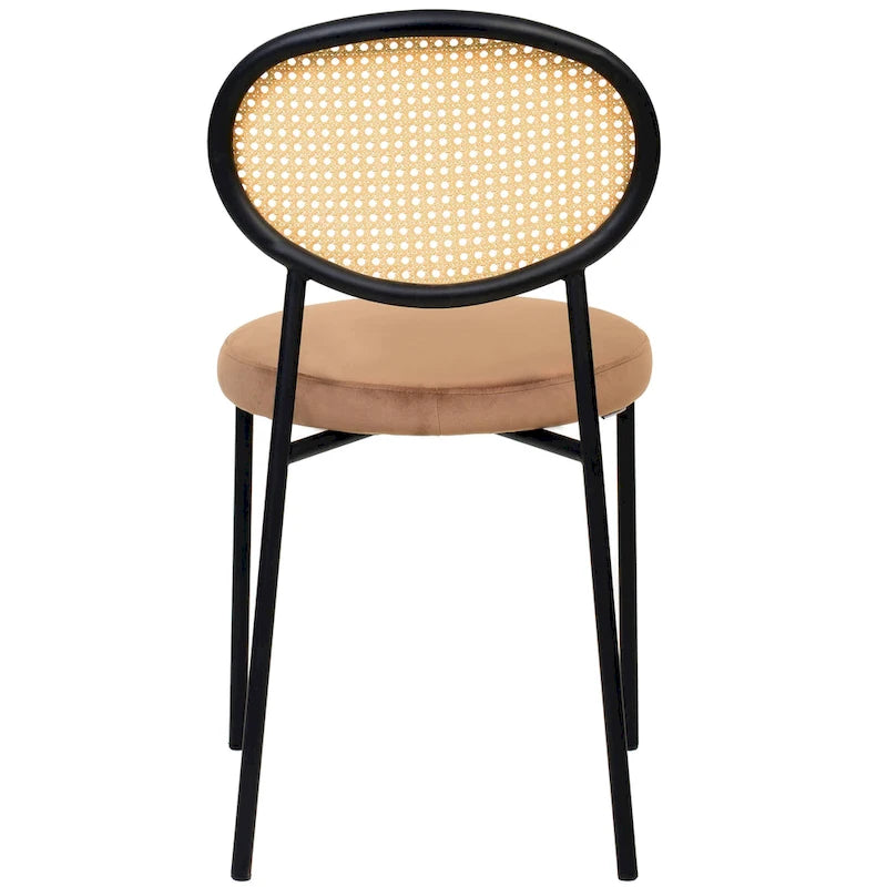 Euston Modern Dining Chair w Upholstered Velvet Seat - Wicker Back Accent Chair for Home Office Living Room & Kitchen