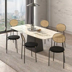 Euston Modern Dining Chair w Upholstered Velvet Seat - Wicker Back Accent Chair for Home Office Living Room & Kitchen