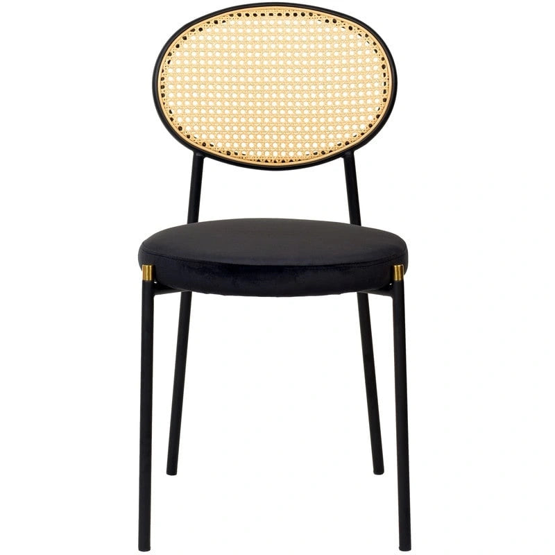 Euston Modern Dining Chair w Upholstered Velvet Seat - Wicker Back Accent Chair for Home Office Living Room & Kitchen