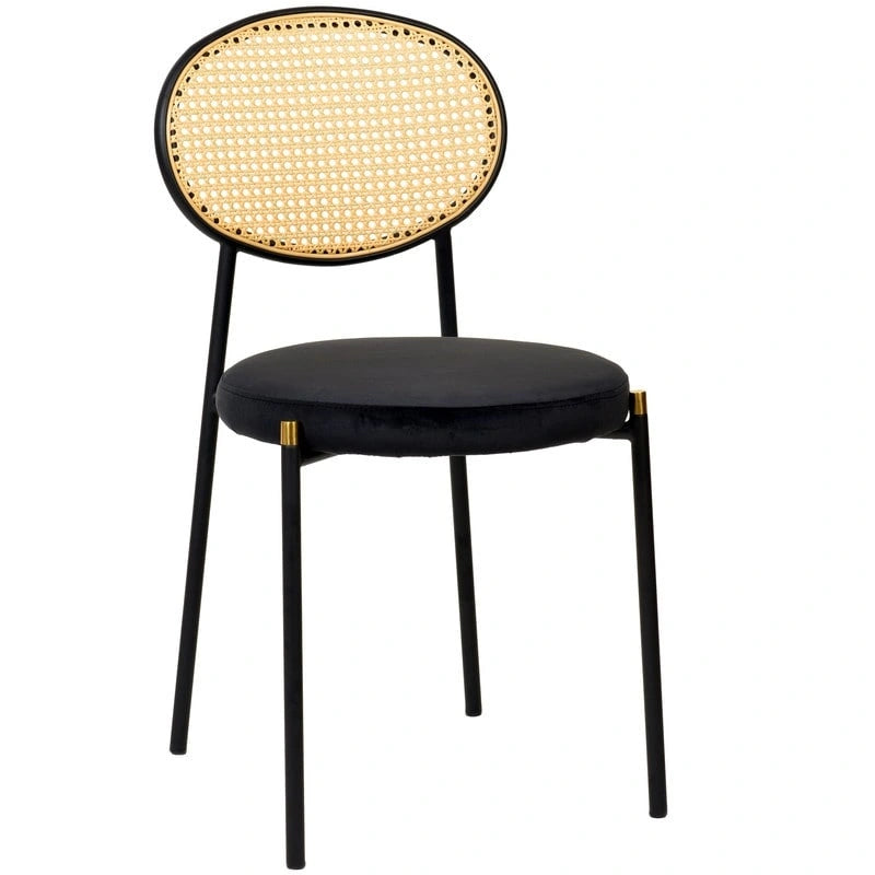 Euston Modern Dining Chair w Upholstered Velvet Seat - Wicker Back Accent Chair for Home Office Living Room & Kitchen