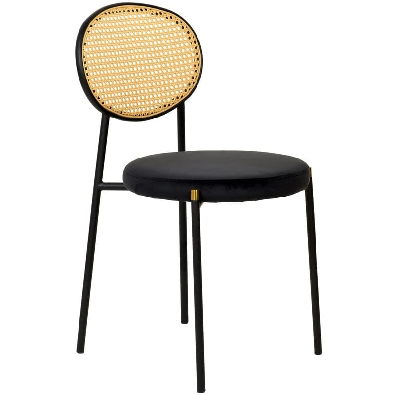 Euston Modern Dining Chair w Upholstered Velvet Seat - Wicker Back Accent Chair for Home Office Living Room & Kitchen