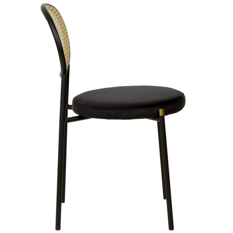 Euston Modern Dining Chair w Upholstered Velvet Seat - Wicker Back Accent Chair for Home Office Living Room & Kitchen
