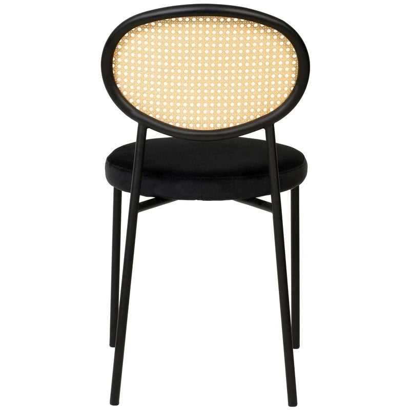Euston Modern Dining Chair w Upholstered Velvet Seat - Wicker Back Accent Chair for Home Office Living Room & Kitchen