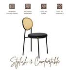 Euston Modern Dining Chair w Upholstered Velvet Seat - Wicker Back Accent Chair for Home Office Living Room & Kitchen