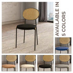 Euston Modern Dining Chair w Upholstered Velvet Seat - Wicker Back Accent Chair for Home Office Living Room & Kitchen