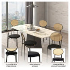 Euston Modern Dining Chair w Upholstered Velvet Seat - Wicker Back Accent Chair for Home Office Living Room & Kitchen