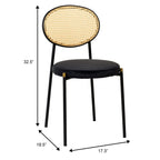 Euston Modern Dining Chair w Upholstered Velvet Seat - Wicker Back Accent Chair for Home Office Living Room & Kitchen