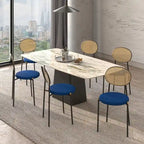 Euston Modern Dining Chair w Upholstered Velvet Seat - Wicker Back Accent Chair for Home Office Living Room & Kitchen