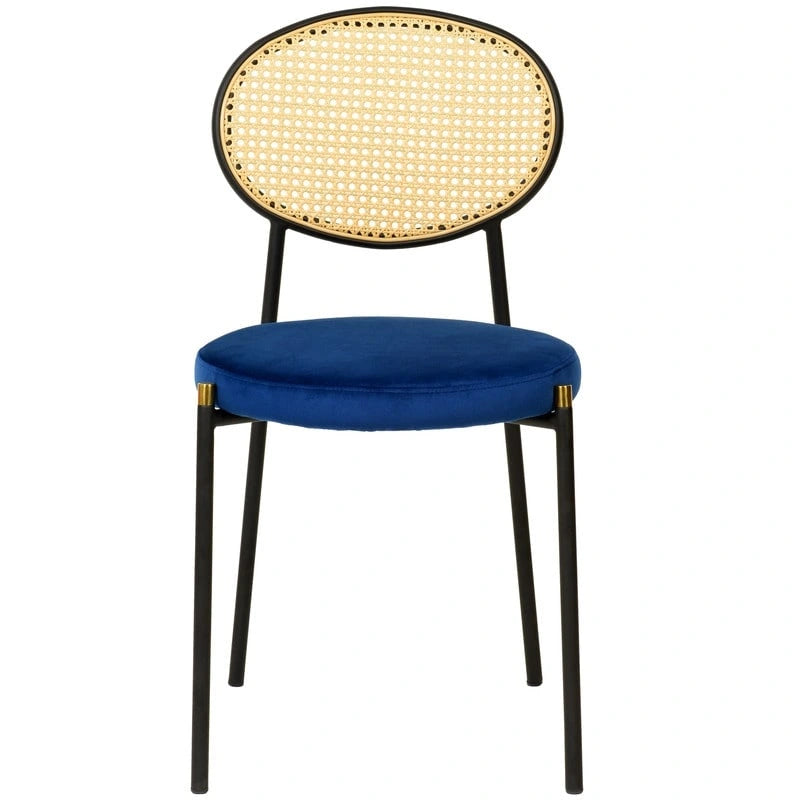 Euston Modern Dining Chair w Upholstered Velvet Seat - Wicker Back Accent Chair for Home Office Living Room & Kitchen
