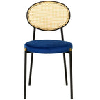 Euston Modern Dining Chair w Upholstered Velvet Seat - Wicker Back Accent Chair for Home Office Living Room & Kitchen