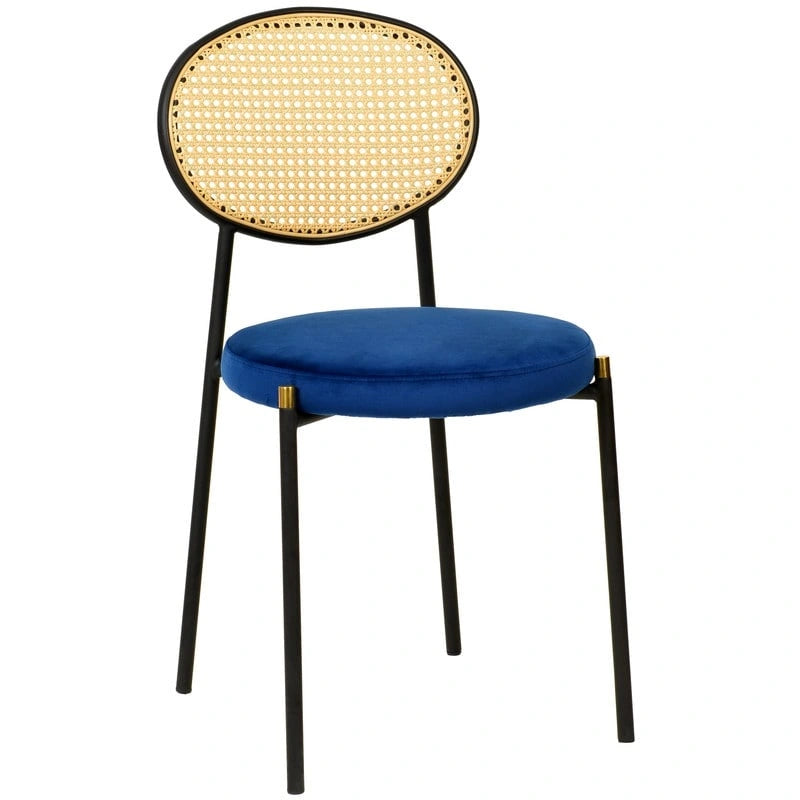 Euston Modern Dining Chair w Upholstered Velvet Seat - Wicker Back Accent Chair for Home Office Living Room & Kitchen